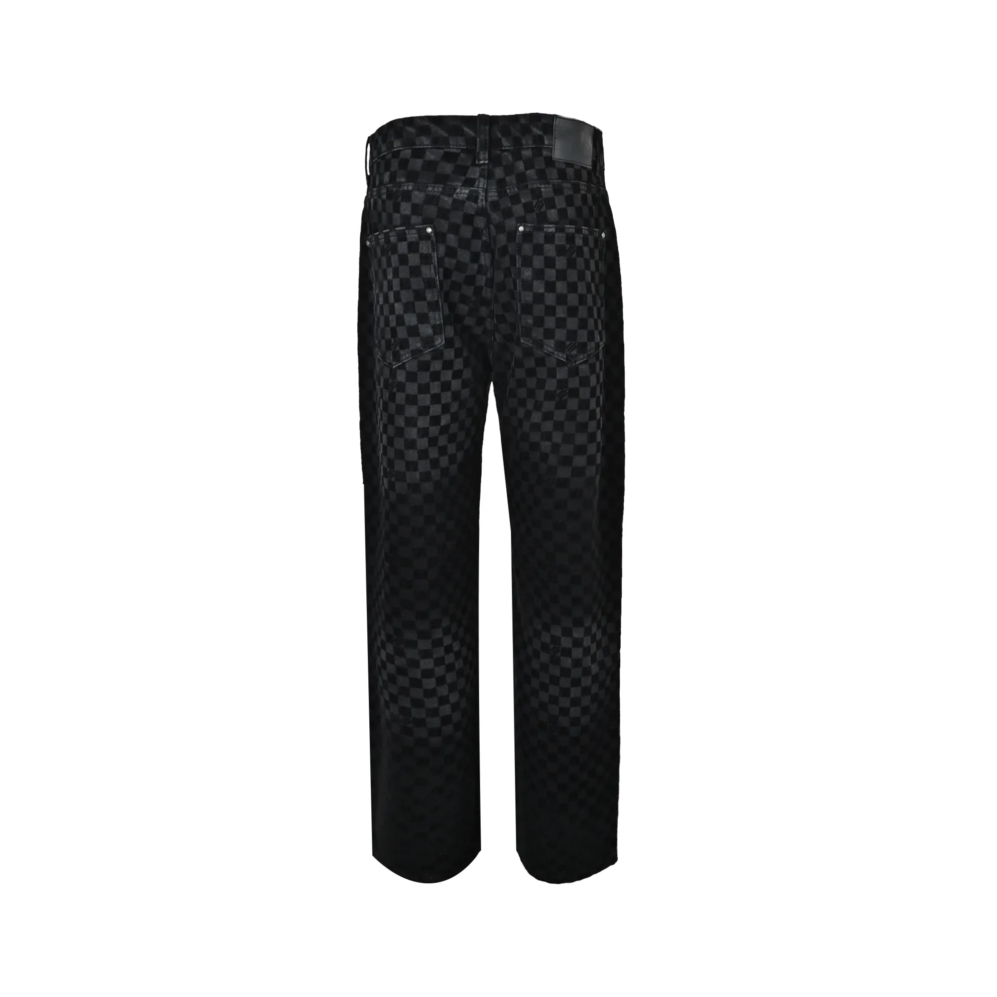 Louis Vuitton/Louis Vuitton mosaic flocking checkerboard patchwork jeans